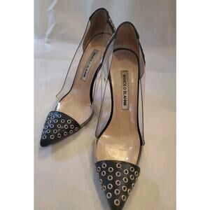 Manolo blahnik Pumps 36 .5 Black Started Made in Italy US6 .5